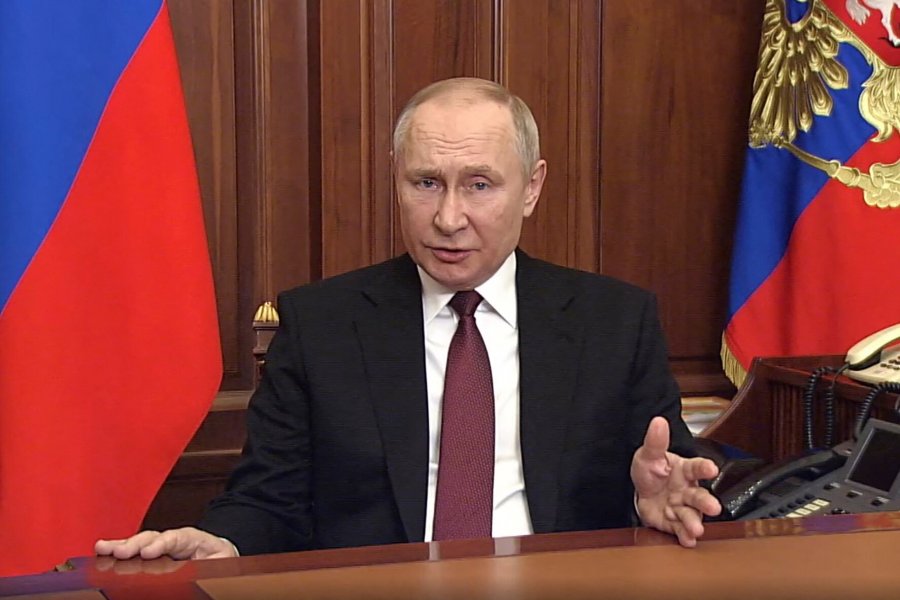 Putin announcing Russia’s invasion of Ukraine in the early hours of 24 February 2022