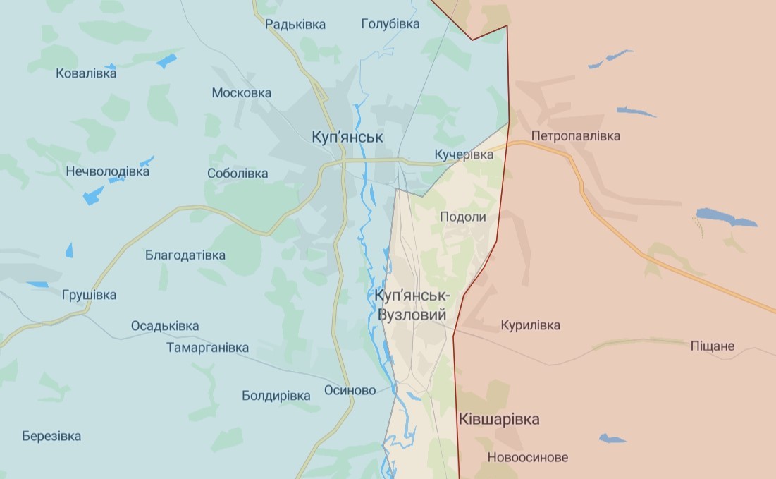 Мапа бойових дій поблизу Куп’янська. © deepstatemap.live