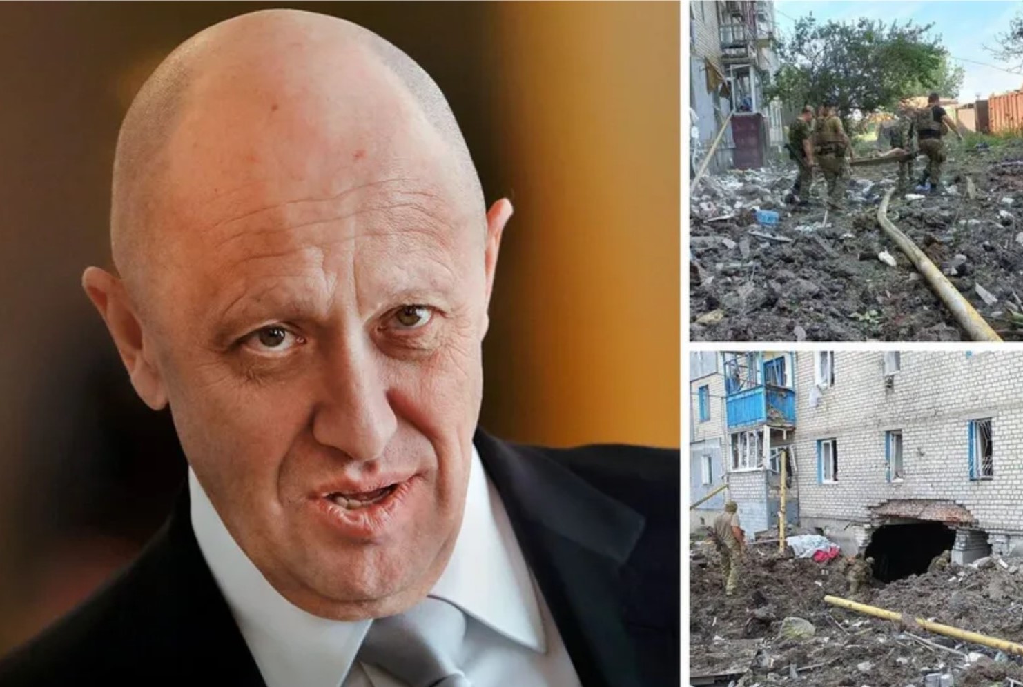 Yevgeny Prigozhin and the devastation his paid Wagner unit killers have brought to Ukraine Photo collage from StopKor
