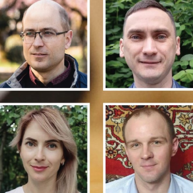 From left, clockwise Taras Kuzio, Serhiy Liulin, Petro Zhiltsov, Daria Kuzio Photos and montage from JW.org site