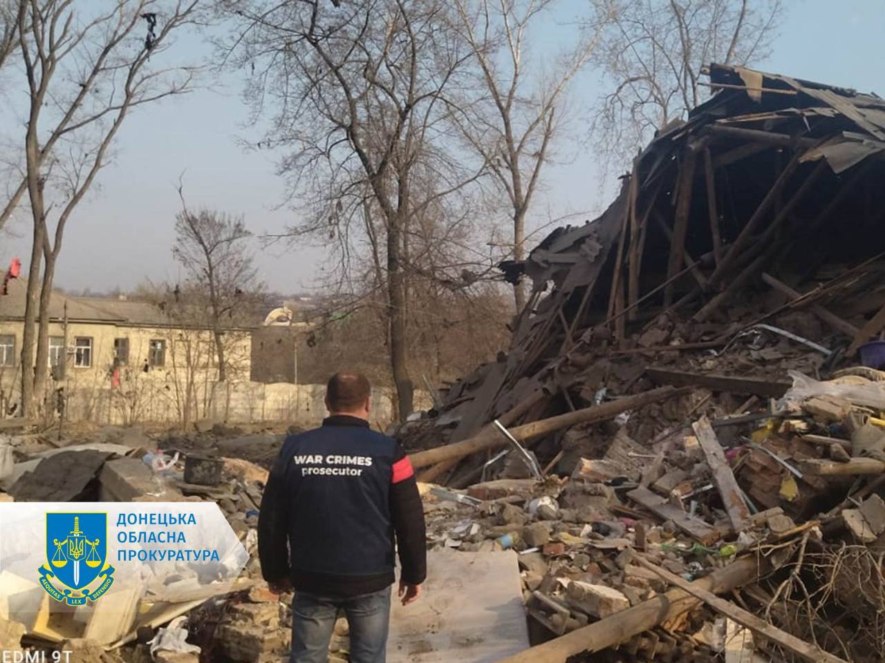 Зруйнований Пункт незламності в Костянтинівці, 24 березня 2023 року. Фото: Донецька обласна прокуратура