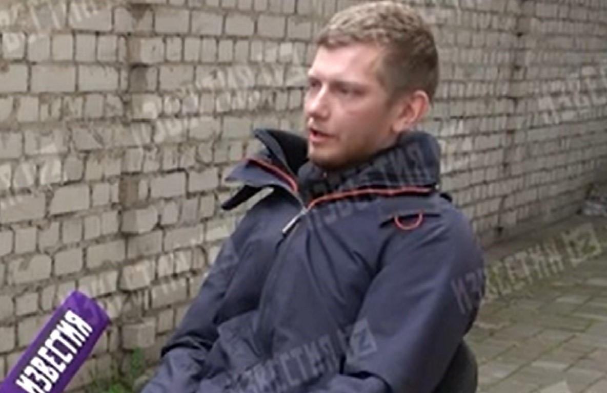 Andriy Horshkov during the propaganda ’interview’ (screenshot from the video posted by Izvestia)