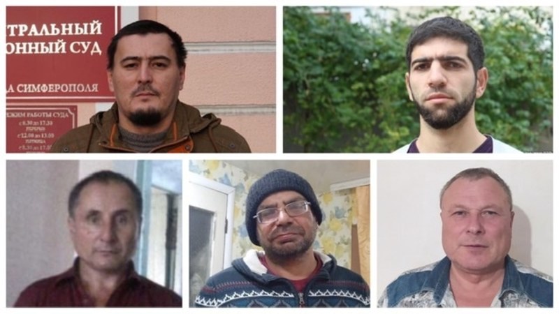 From top left clockwise Villen Temerianov, Enver Krosh, Seitiye Abbozov, Edem Bekirov, Rinat Aliev Photos Crimean Solidarity