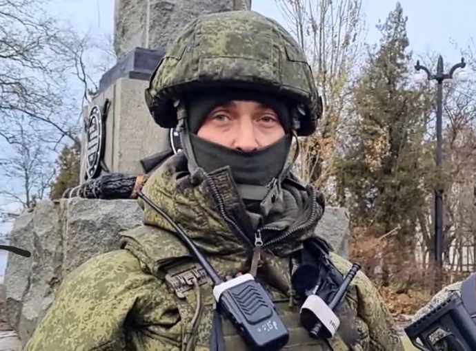 Заступник командира 205-ї бригади (з позивним Полігон), яка могла охороняти ГЕС. Скриншот з відео, оприлюднений журналістами УП.