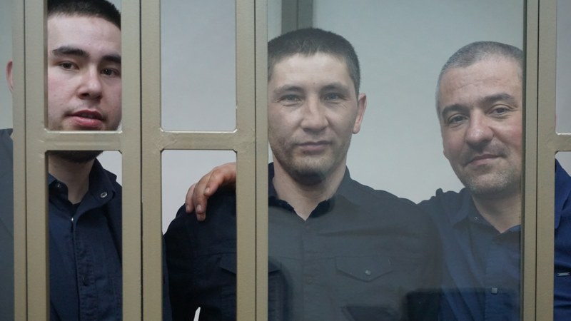 From left Eskender Abdulganiev, Arsen Abkhairov, Rustem Emiruseinov Photo Crimean Solidarity
