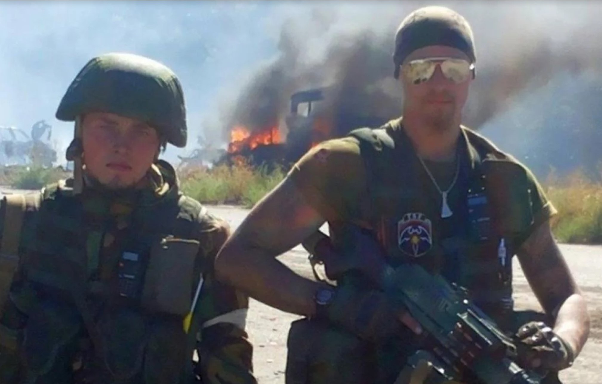 From left Alexei Milchakov and Yan Petrovsky in Donbas, 2014