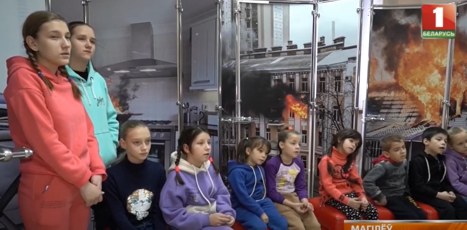 Children from Luhansk oblast in Mogilev Screenshot from the video
