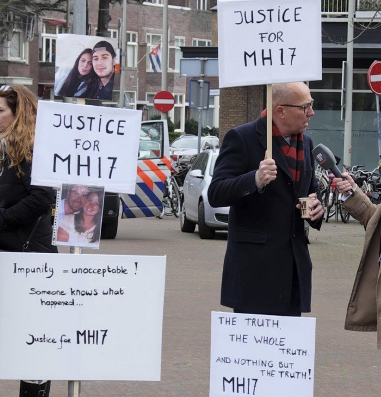Protest outside ICJ, 6 March 2019. The Court’s refusal to consider Russia’s role in providing weapons, including the BUK missile that downed MH17, is one of many baffling aspects to the ICJ’s 31 January judgement Photo AP, Mike Cordon