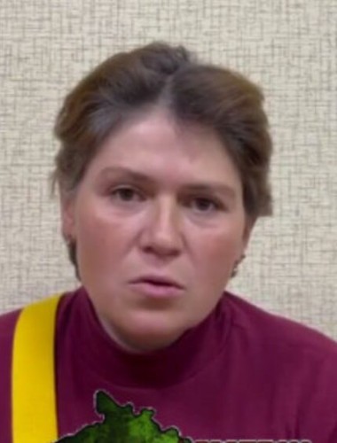 Ksenia Svietlishyna from the video she was doubtless forced into making, probably after being seized by occupation enforcement officers