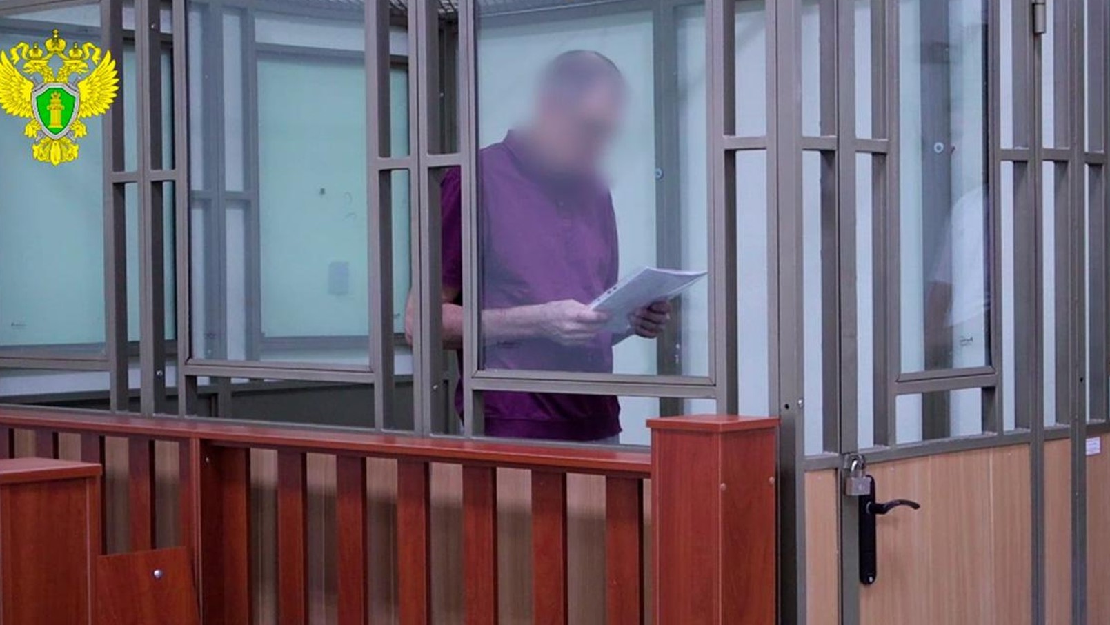 Mykola Davydchenko in ’court’ From the video posted by the ’Crimean occupation prosecutor’