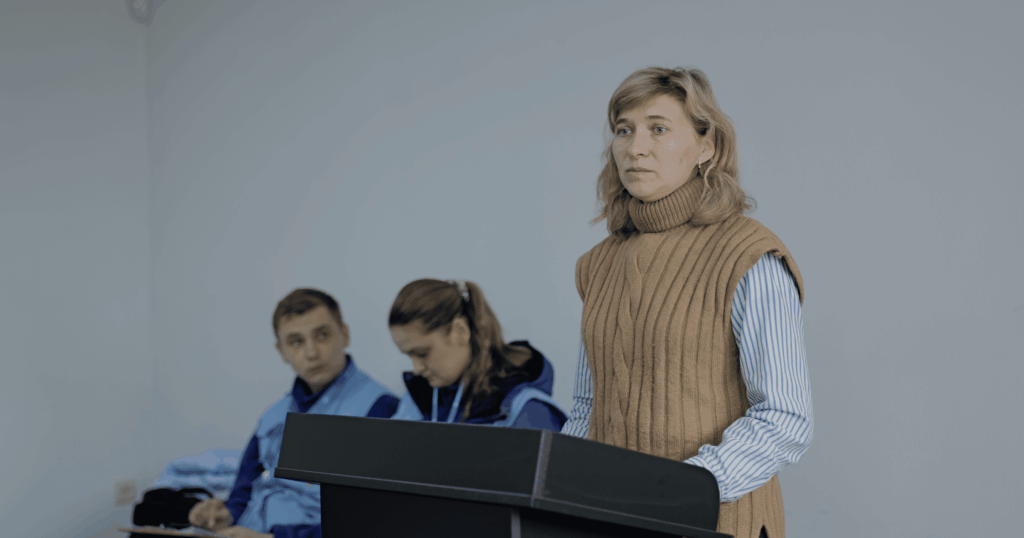 Victoria Krykunova addressing the court Photo UHHRU