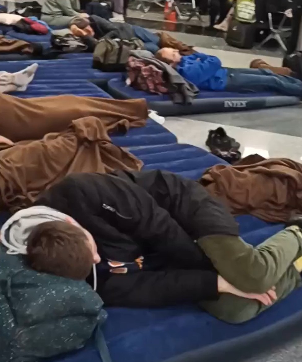 Ukrainians at Sheremetyevo Screenshot from Radio Svoboda video