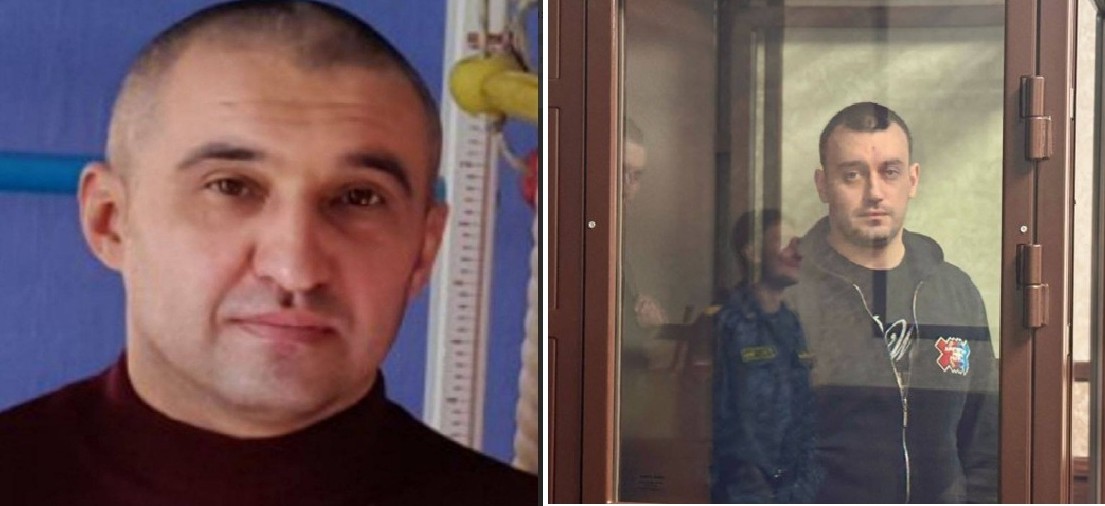 From left Vadym Trachuk, Serhiy Potynh in the Russian court Photo posted by Enerhodar Mayor Dmytro Orlov